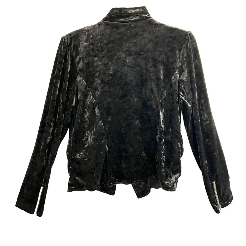 Disney Coco Junior Teen XL Moto Jacket Black Velvet Velour Rose Embroidered - Picture 2 of 13